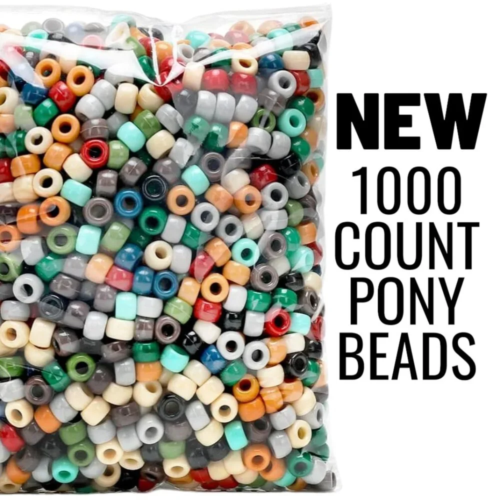 New 1000 Earth-Tone Pony Kandi Beads Craft Supplies Hair Jewelry Beads Bracelet